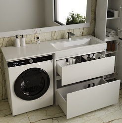 Style Line Тумба с раковиной Даллас 150 R 2 ящика под стиральную машину – фотография-3